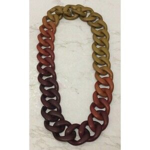 PONO by Joan Goodman Italian Resin Necklace Red Brown Tan  30"